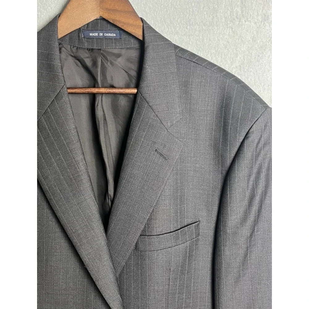 Lauren Ralph Lauren Men's Blazer 46L Charcoal Gray Chalk Stripe Sport Coat‎